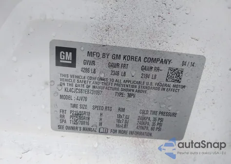 2014 Buick Encore Leather из США, поврежденный, VIN KL4CJCSB1EB731097